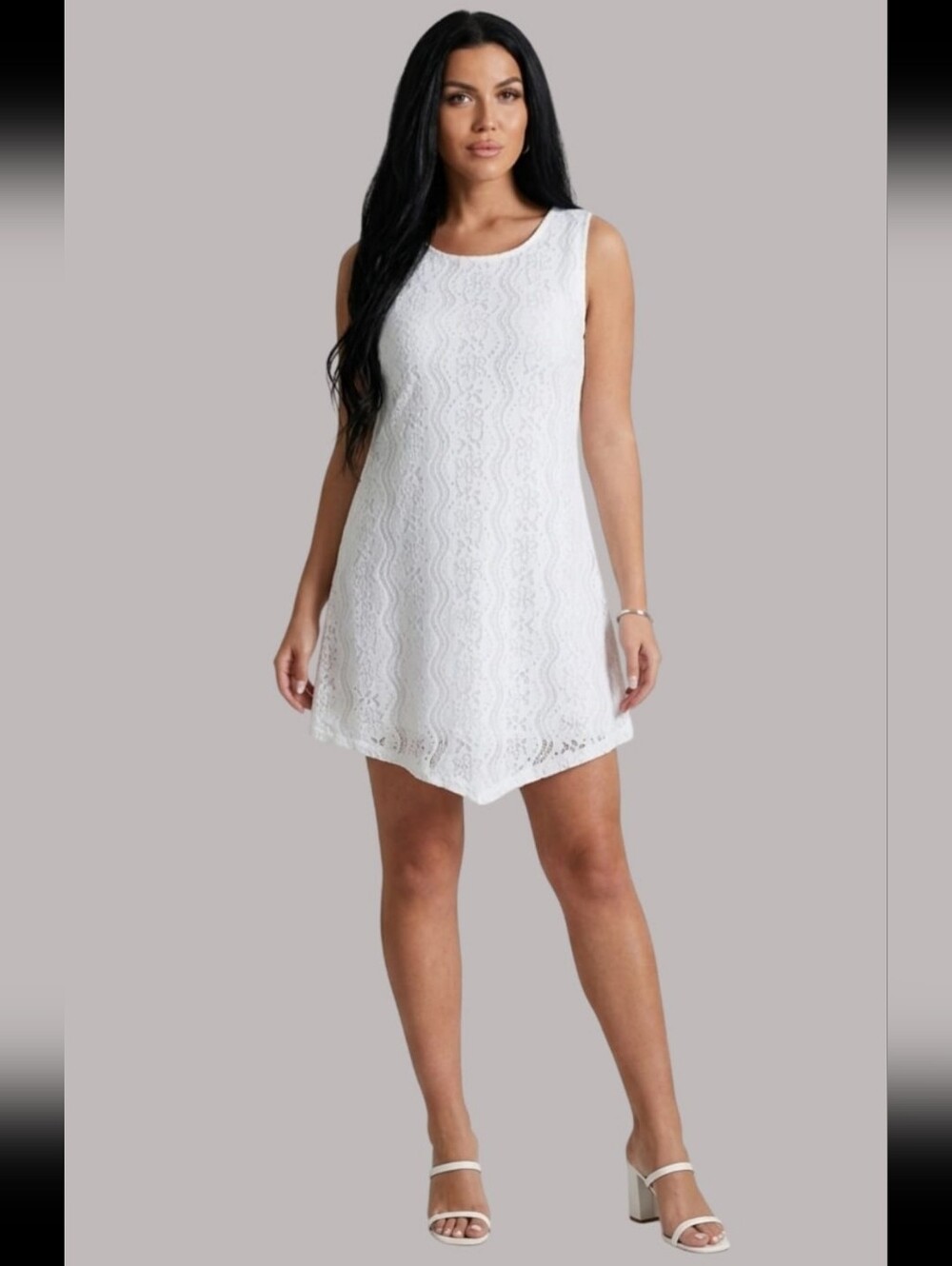 NWT Papa Vancouver White Lace Dress Asymmetrical A-line Sleeveless Summer Medium